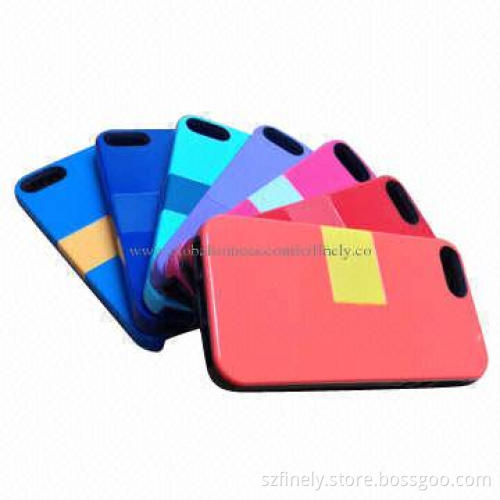 Stand case for iPhone 5/5S, PC + TPE material, double injection, with black camera ring